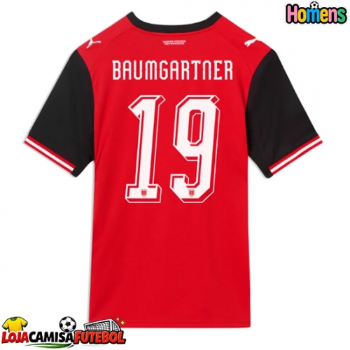 Camisa de Futebol Áustria Christoph Baumgartner #19 Equipamento Principal Mundo 2026 Manga Curta